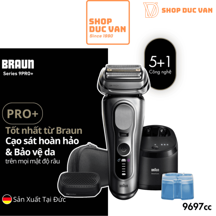 Braun Series 9 Pro+ 9697cc Electric Shaver for Men with ProComfort Head & 5+1 Foil Technology & 6-in-1 SmartCare Center