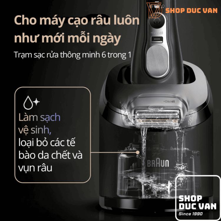 Máy Cạo Râu Braun Series 9 Pro+ 9660ccps Cao Cấp Tích Hợp Đốc Sạc Rửa Tự Động 6in1 Kèm Đầu Cạo Thay Thế