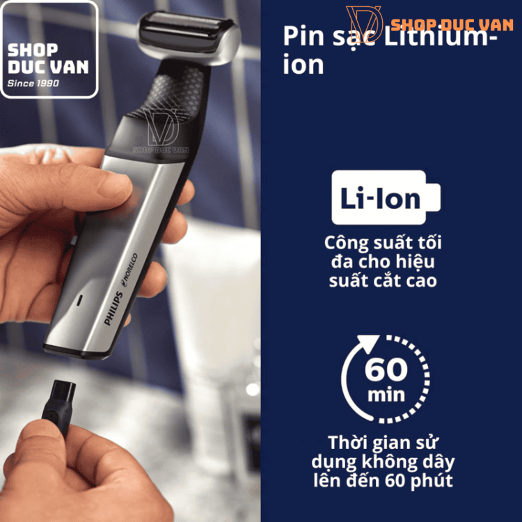Máy Cạo Lông Toàn Thân Philips Bodygroom Series 5000 BG5025/40 Dành Cho Nam Chống Nước Kèm Phụ Kiện Cạo Lưng