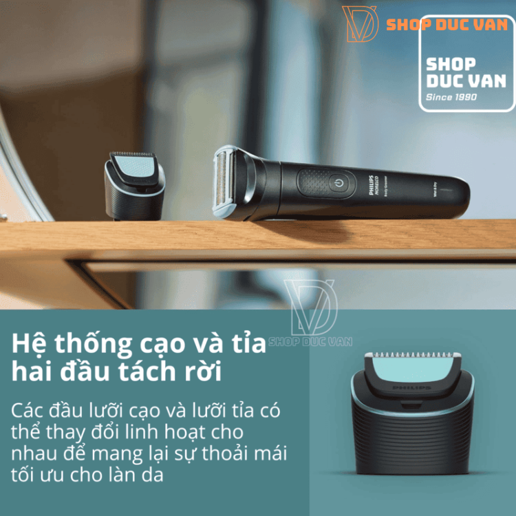 Máy Cạo Tỉa Lông Toàn Thân Và Vùng Kín Philips Bodygroomer Series 5000 BG5490/50 Chống Nước 100%, Pin 100 Phút