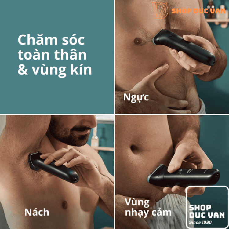 Máy Cạo Tỉa Lông Toàn Thân Và Vùng Kín Philips Bodygroomer Series 5000 BG5490/50 Chống Nước 100%, Pin 100 Phút