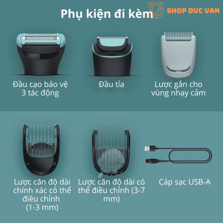 Máy Cạo Tỉa Lông Toàn Thân Và Vùng Kín Philips Bodygroomer Series 5000 BG5490/50 Chống Nước 100%, Pin 100 Phút