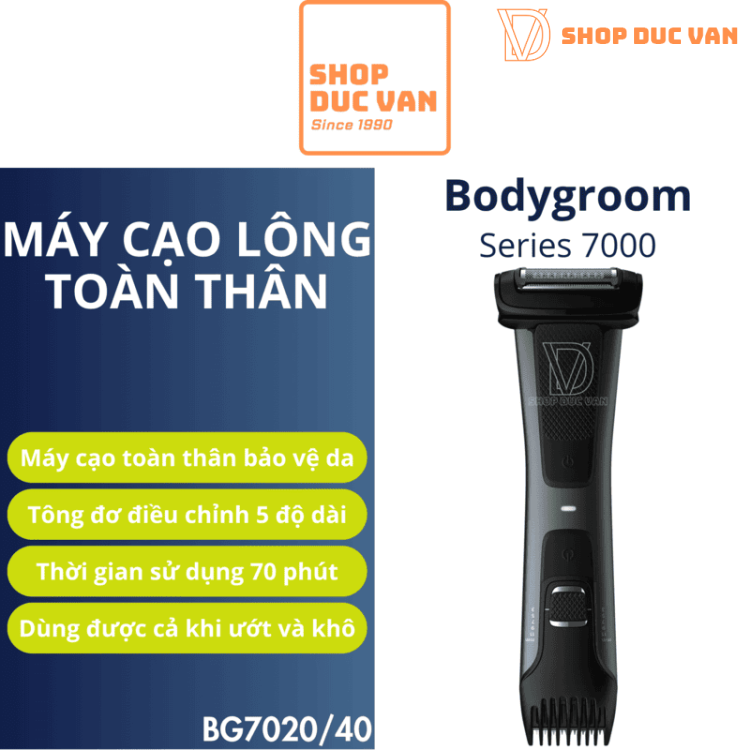 Máy Cạo Lông Toàn Thân Philips Norelco Bodygroom Series 7000 BG7020/40 Dành Cho Nam, Chống Nước, Có Cữ Lược