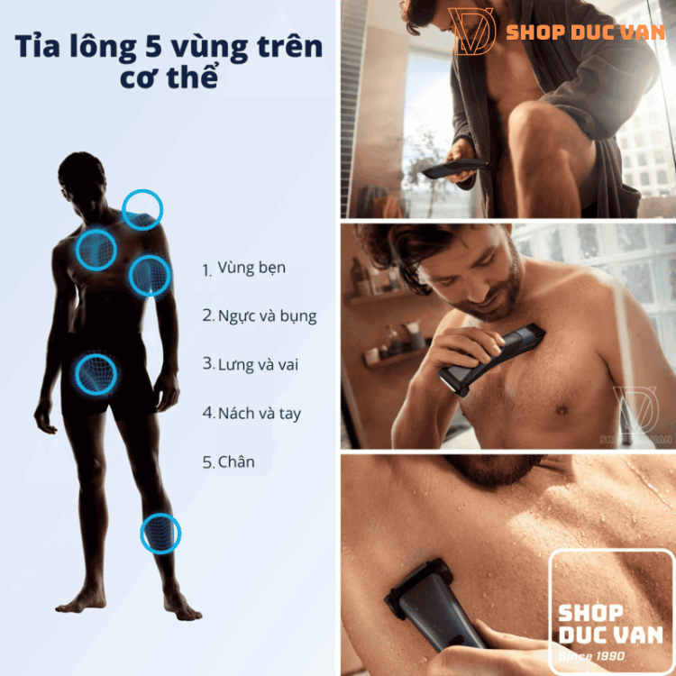 Máy Cạo Lông Toàn Thân Philips Norelco Bodygroom Series 7000 BG7020/40 Dành Cho Nam, Chống Nước, Có Cữ Lược