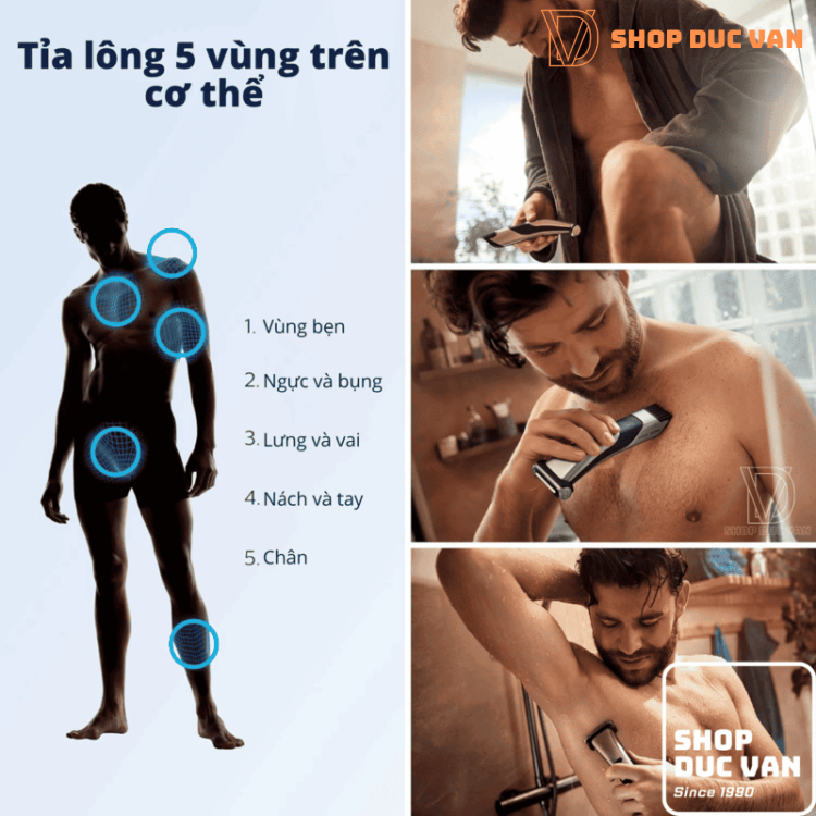 Máy Cạo Lông Toàn Thân Philips Norelco Bodygroom Series 7000 BG7040/42 Dành Cho Nam, Chống Nước, Có Cữ Lược