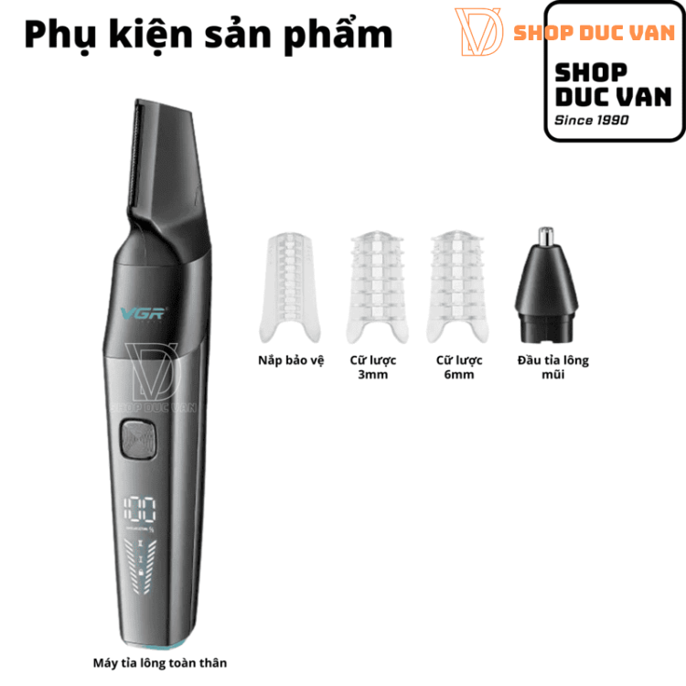 Máy Cạo Lông Toàn Thân Nam VGR V-603, Tỉa Lông Mũi, Lông Vùng Kín Chuyên Dụng, Chống Nước IPX5, Pin Trâu 180 Phút