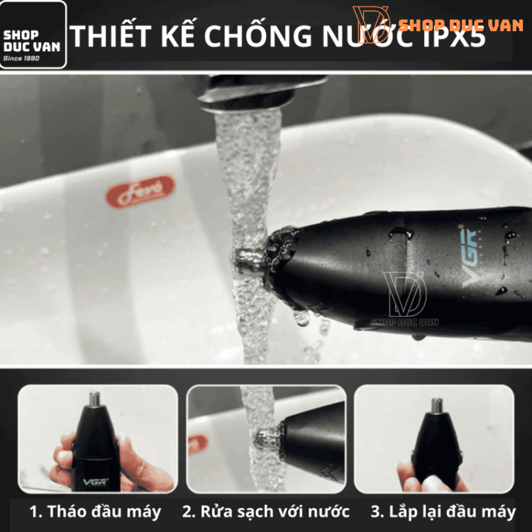 Máy Cạo Lông Toàn Thân Nam VGR V-603, Tỉa Lông Mũi, Lông Vùng Kín Chuyên Dụng, Chống Nước IPX5, Pin Trâu 180 Phút
