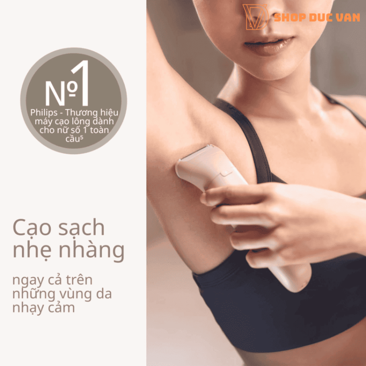 Máy Cạo Lông Nữ Philips Lady Shaver Series 6000 BRL137/00 - Máy Cạo Tỉa Lông Toàn Thân, Vùng Kín Bikini Cao Cấp Chống Nước Khô Và Ướt