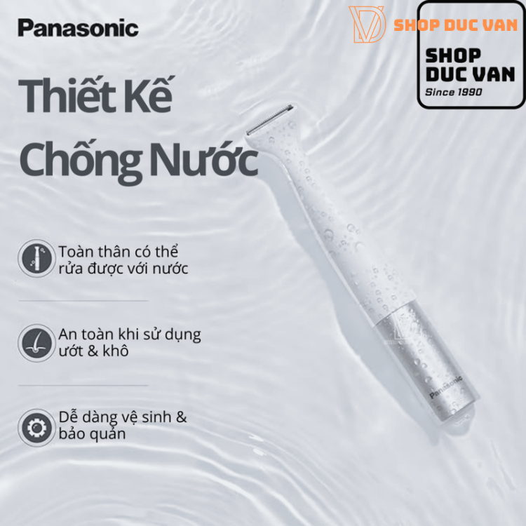 Máy Cạo Tỉa Lông Vùng Bikini Panasonic ES-WV62 Dành Cho Phụ Nữ, 4 Phụ Kiện, Chăm Sóc Những Vùng Nhạy Cảm, Thiết Kế Chống Nước, Dùng Pin