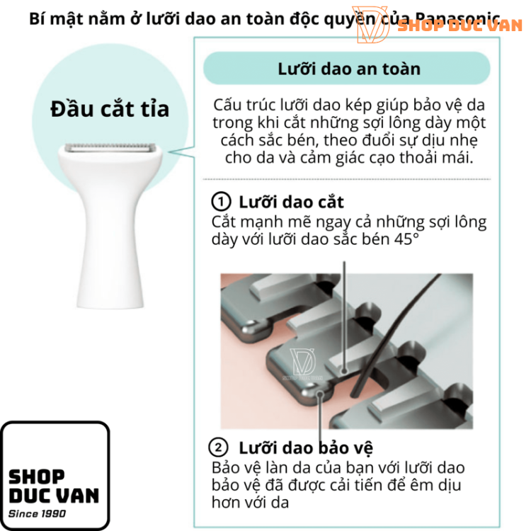 Máy Cạo Tỉa Lông Vùng Bikini Panasonic ES-WV62 Dành Cho Phụ Nữ, 4 Phụ Kiện, Chăm Sóc Những Vùng Nhạy Cảm, Thiết Kế Chống Nước, Dùng Pin