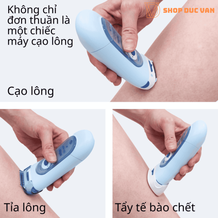 Máy Cạo Lông Nữ Braun Silk-épil Lady Shaver LS5160 - Máy Tỉa Lông Bikini Và Tẩy Tế Bào Chết 3 Trong 1 Khô & Ướt Dùng Pin