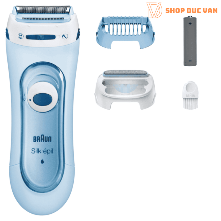 Máy Cạo Lông Nữ Braun Silk-épil Lady Shaver LS5160 - Máy Tỉa Lông Bikini Và Tẩy Tế Bào Chết 3 Trong 1 Khô & Ướt Dùng Pin