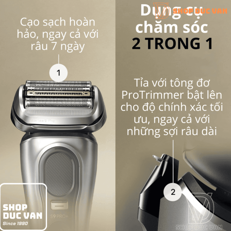 Máy Cạo Râu Braun Series 9 Pro 9477cc Với Hộp Sạc Di Động PowerCase Và Cốc Sạc SmartCare 5-In-1