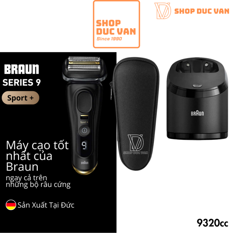 Máy Cạo Râu Braun Series 9 Sport+ Đen 9320cc Kèm Cốc Sạc Rửa