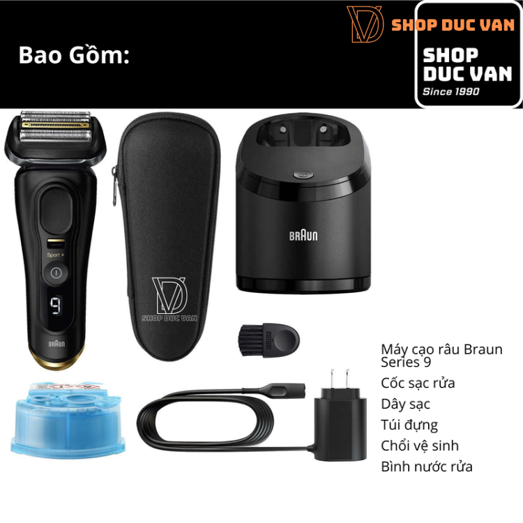 Máy Cạo Râu Braun Series 9 Sport+ Đen 9320cc Kèm Cốc Sạc Rửa