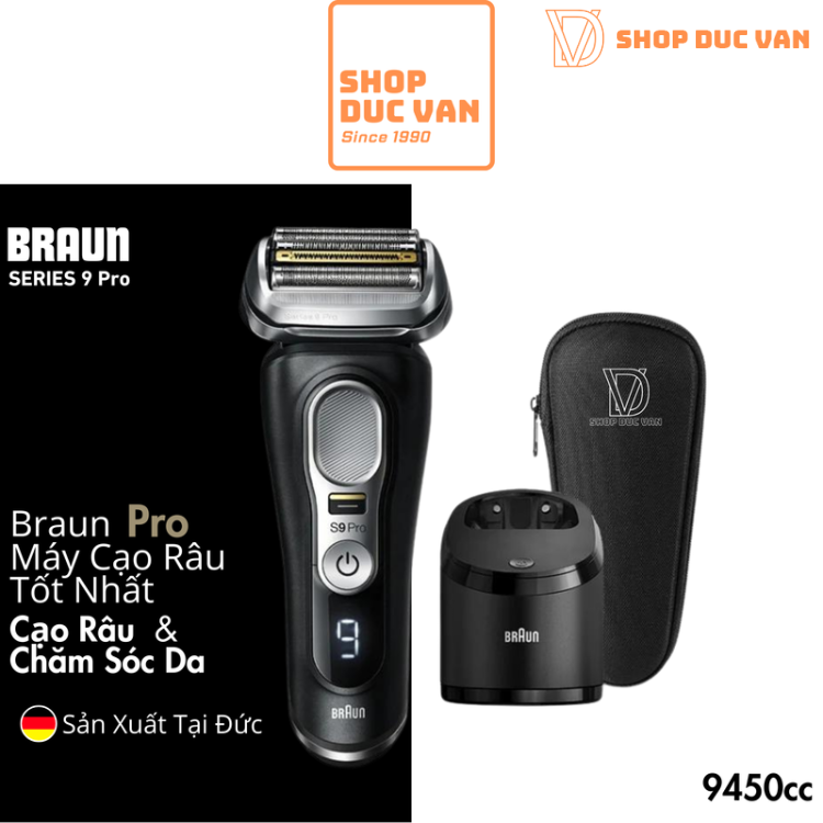 Máy Cạo Râu Braun Series 9 Pro 9450cc Kèm Cốc Sạc Rửa Vệ Sinh 4-In-1