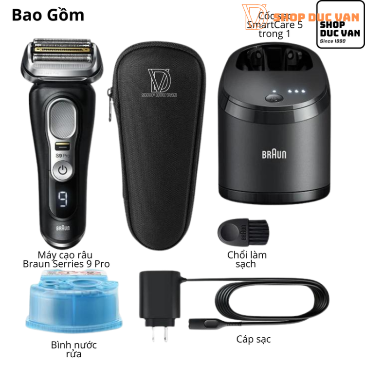 Máy Cạo Râu Braun Series 9 Pro 9450cc Kèm Cốc Sạc Rửa Vệ Sinh 4-In-1