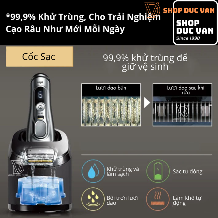 Máy Cạo Râu Braun Series 9 Pro 9450cc Kèm Cốc Sạc Rửa Vệ Sinh 4-In-1
