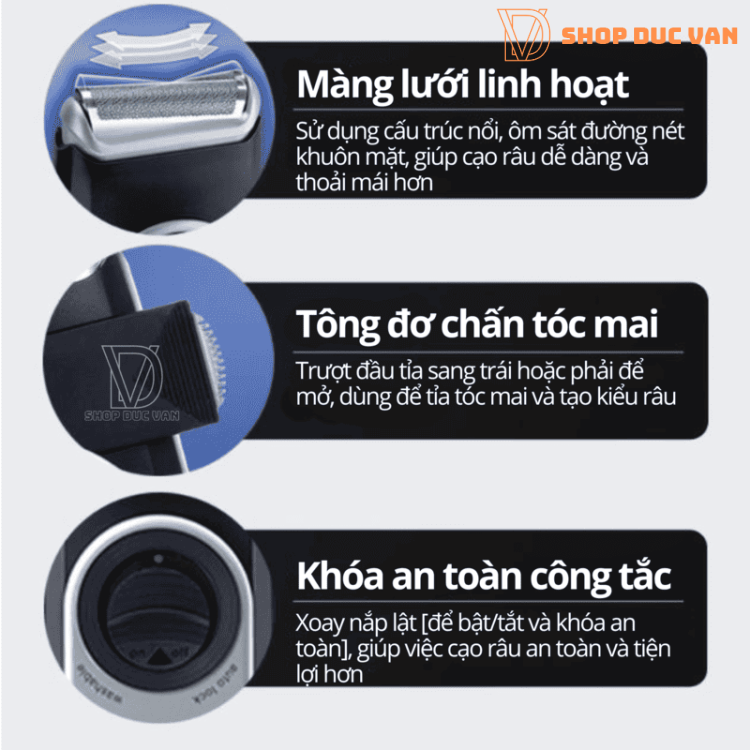 Máy Cạo Râu Braun M90 Kèm Đầu Tỉa Chính Xác Dùng Pin Tiểu AA