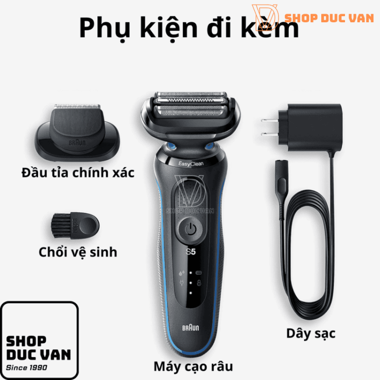 Máy Cạo Râu Braun Series 5 5118s Chống Nước Cạo Khô Và Ướt, Chế Độ Turbo Kèm Đầu Tỉa Chính Xác