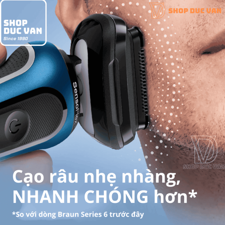 Máy Cạo Râu Braun Series 6 6172cc Công Nghệ SensoFlex Giảm Áp Lực Da, Chế Độ Turbo/Gentle, Chống Nước 100%, Pin 60 Phút Kèm Trạm Làm Sạch Thông Minh SmartCare Center