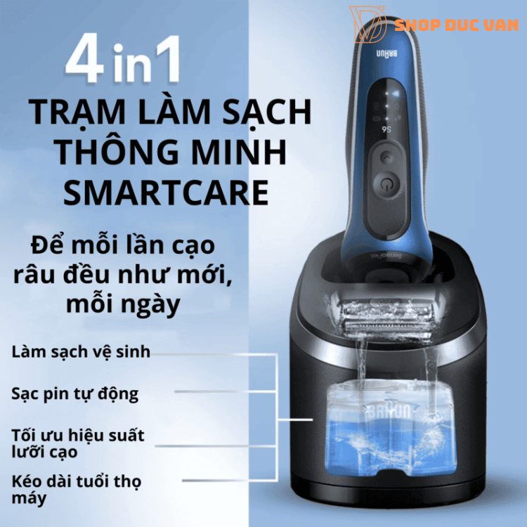 Máy Cạo Râu Braun Series 6 6172cc Công Nghệ SensoFlex Giảm Áp Lực Da, Chế Độ Turbo/Gentle, Chống Nước 100%, Pin 60 Phút Kèm Trạm Làm Sạch Thông Minh SmartCare Center