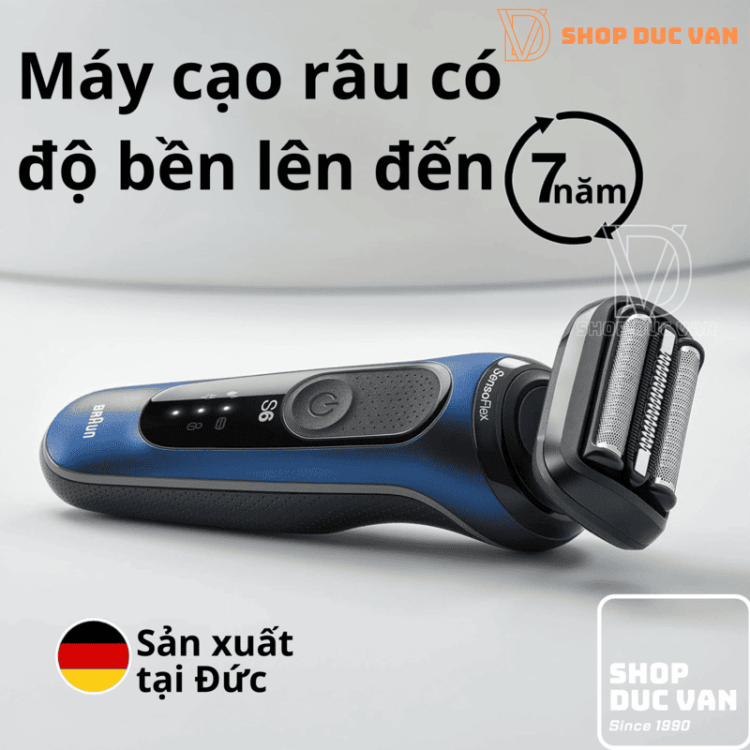 Máy Cạo Râu Braun Series 6 6172cc Công Nghệ SensoFlex Giảm Áp Lực Da, Chế Độ Turbo/Gentle, Chống Nước 100%, Pin 60 Phút Kèm Trạm Làm Sạch Thông Minh SmartCare Center