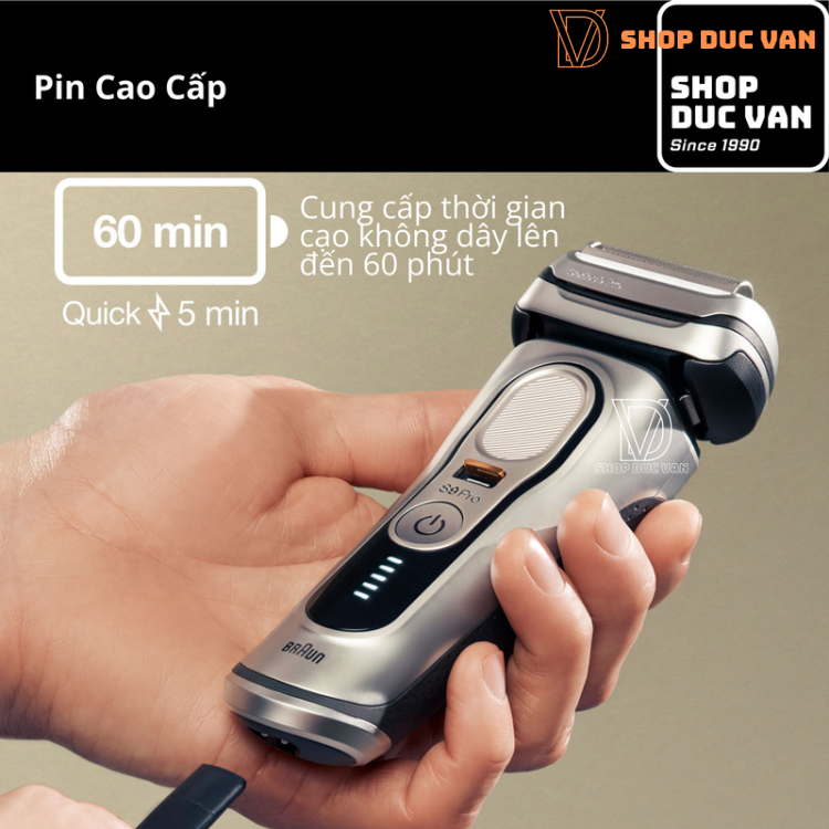 Máy Cạo Râu Braun Series 9 Pro 9487cc Kèm Cốc Sạc Rửa Vệ Sinh và Đầu Chăm Sóc Da ProCare