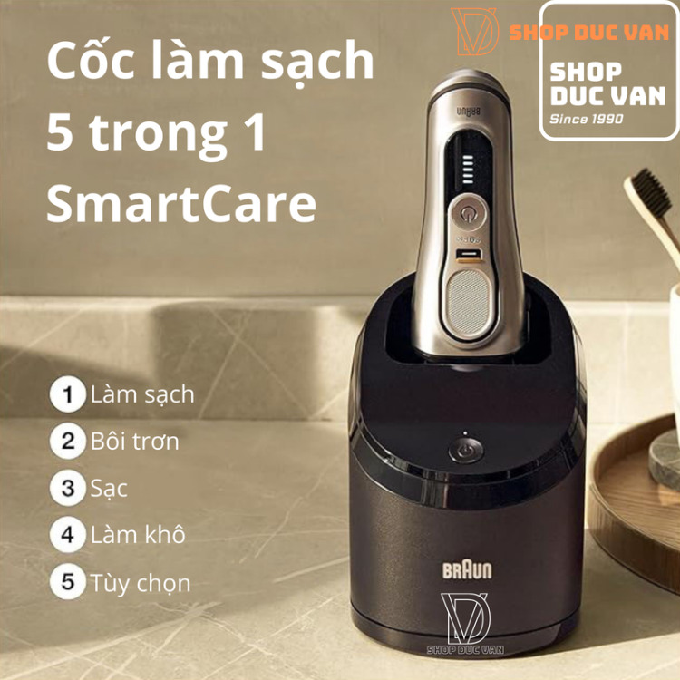 Máy Cạo Râu Braun Series 9 Pro 9487cc Kèm Cốc Sạc Rửa Vệ Sinh và Đầu Chăm Sóc Da ProCare