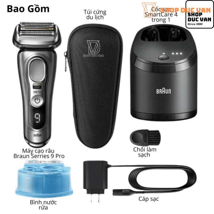Máy Cạo Râu Braun Series 9 Pro 9455cc-V Kèm Cốc Sạc Rửa Vệ Sinh 4-In-1