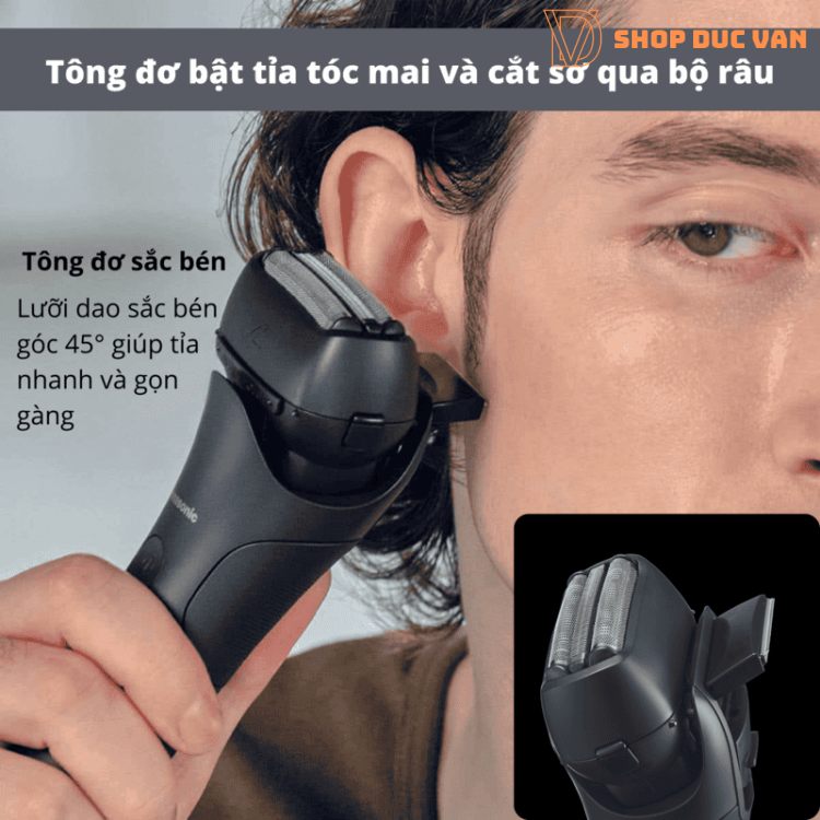 Máy Cạo Râu Panasonic Lamdash 3 Lưỡi ES-L320W Chống Nước Cạo Khô Và Ướt Tạo Bọt Tông Đơ Cắt Tóc Mai