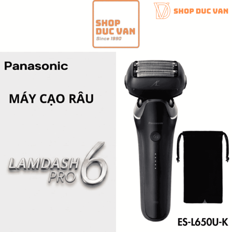 Premium Panasonic ES-L650U Lamdash PRO 6 Electric Shaver Close Shave for Thick Beards, 5D Multi-Flex Contour Head for Sensitive Skin, IPX7 Waterproof, USB Type-C Charging