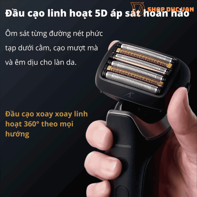 Premium Panasonic ES-L650U Lamdash PRO 6 Electric Shaver Close Shave for Thick Beards, 5D Multi-Flex Contour Head for Sensitive Skin, IPX7 Waterproof, USB Type-C Charging
