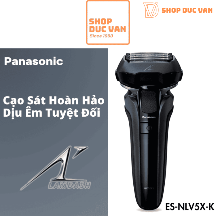 Máy Cạo Râu Panasonic Lamdash ES-NLV5X-K 5 Lưỡi Động Cơ Tuyến Tính & AI+ Cho Da Nhảy Cảm