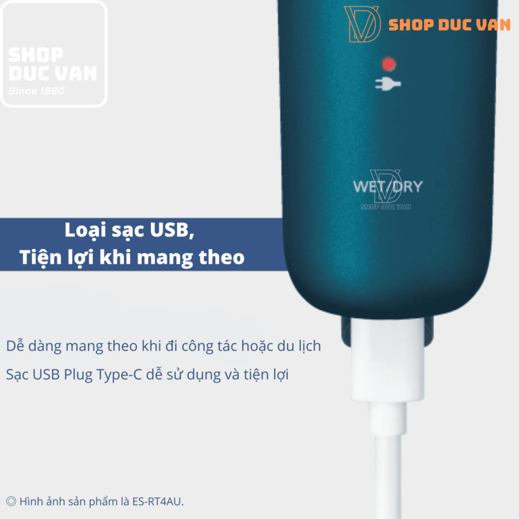 Máy Cạo Râu Panasonic ES-RT1AU 3 Lưỡi Chống Nước Cạo Khô Và Ướt Sạc USB Type C Mẫu Mới Năm 2024