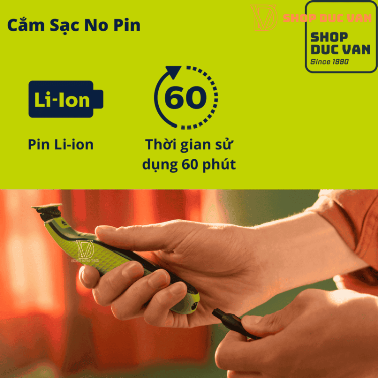 Máy Tỉa Râu Và Lông Toàn Thân Philips Norelco OneBlade 360 Face + Body QP2834/70 - Cạo Khô/Ướt Chống Nước, Pin Li-Ion 60 Phút