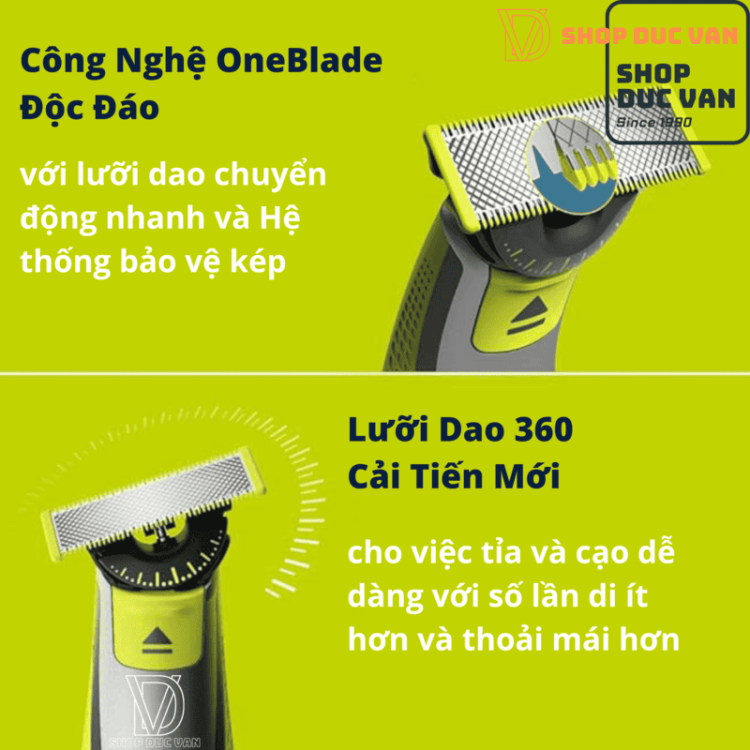 Máy Cạo Râu Philips OneBlade 360 Face + Body Với Khung Lược 5 Cữ Cắt Tỉa, Tạo Viền Và Cạo Râu Với Mọi Độ Dài