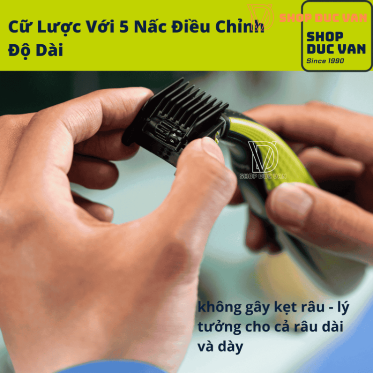 Máy Cạo Râu Philips OneBlade 360 Face + Body Với Khung Lược 5 Cữ Cắt Tỉa, Tạo Viền Và Cạo Râu Với Mọi Độ Dài