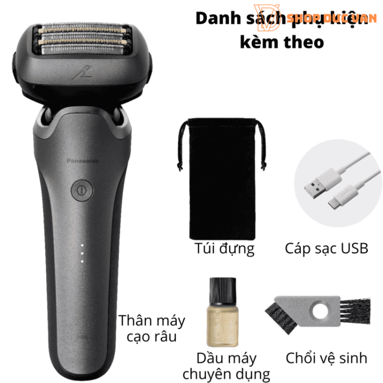 Panasonic Lamdash 5 Pro ES-L551U Electric Shaver 5-Blade System with 360° Flexible 5D Pivot Head, Intelligent AI+ Power Control, and Universal USB Type-C Charging