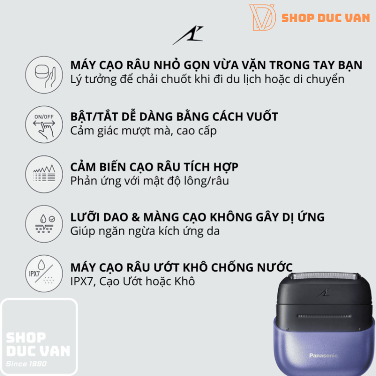 Máy Cạo Râu Panasonic Mini Nhỏ Gọn ES-CM30 Dành Cho Nam Và Nữ Với Hệ Thống Cắt 3 Lưỡi và Sạc USB Type C, Cạo Khô và Ướt