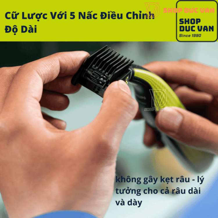 Máy Cạo Râu Philips OneBlade Face QP2724/20 Lưỡi Dao Nguyên Bản Cắt Tỉa Tạo Kiểu Thông Minh Với Lược Đa Năng 5 Nấc Chỉnh