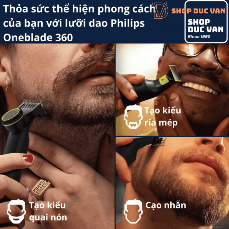 Máy Cạo Râu Và Tỉa Lông Cơ Thể Philips Oneblade Pro 360 QP6551/70 Sạc Nhanh 1h, Dùng 120 Phút, Có Khóa Du Lịch
