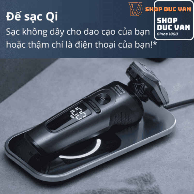 Máy Cạo Râu Cao Cấp Philips Norelco S9000 Prestige SP9872/86 Advanced SenseIQ với Đế Sạc Qi, Tông Đơ Chấn Viền Chính Xác và Hộp Đựng Cao Cấp