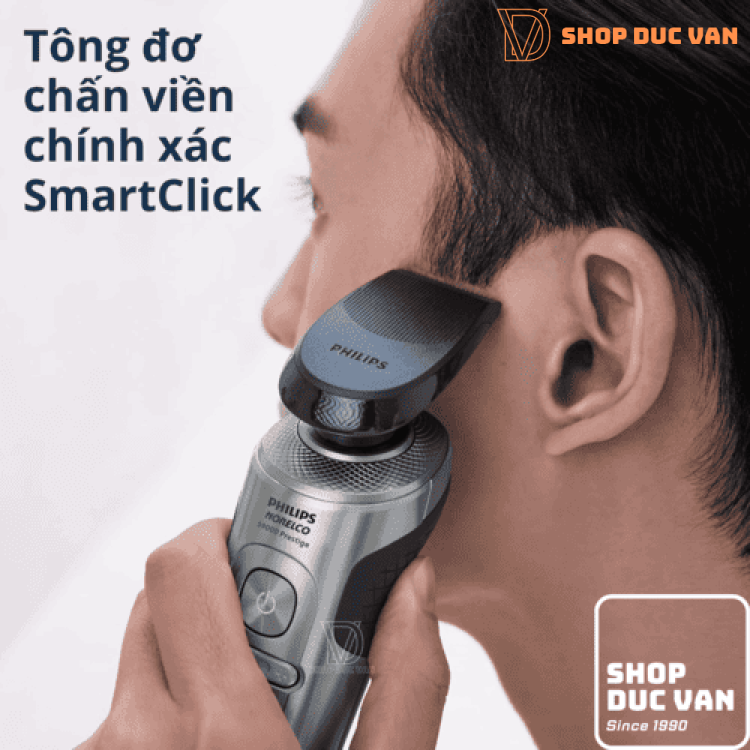 Máy Cạo Râu Cao Cấp Philips Norelco S9000 Prestige SP9872/86 Advanced SenseIQ với Đế Sạc Qi, Tông Đơ Chấn Viền Chính Xác và Hộp Đựng Cao Cấp
