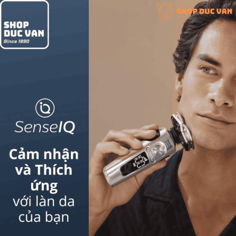 Máy Cạo Râu Cao Cấp Philips Norelco S9000 Prestige SP9872/86 Advanced SenseIQ với Đế Sạc Qi, Tông Đơ Chấn Viền Chính Xác và Hộp Đựng Cao Cấp
