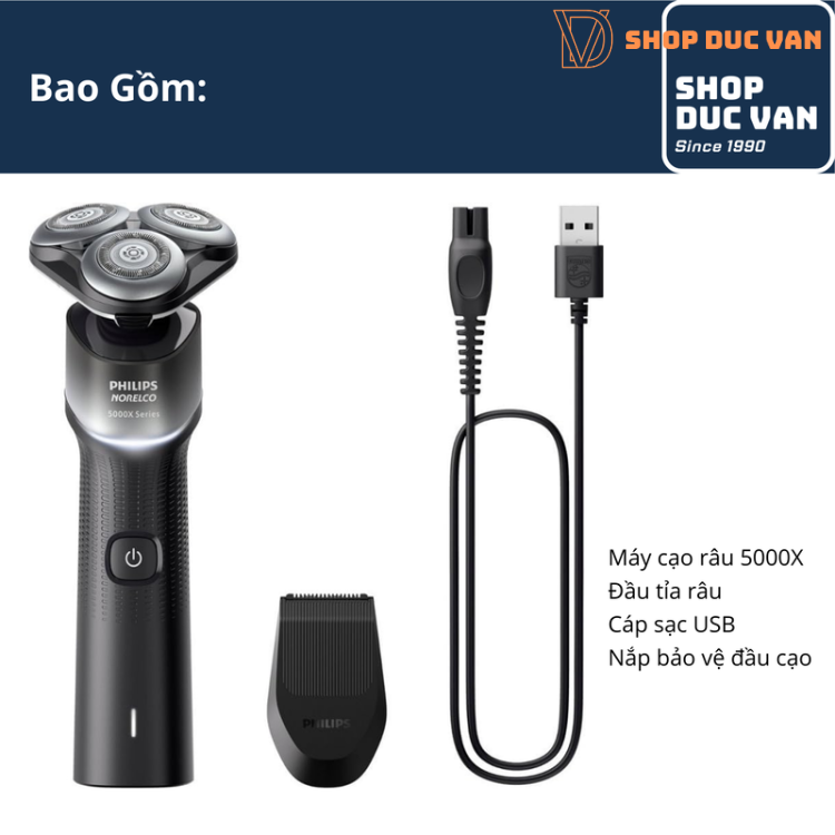 Máy Cạo Râu Philips Norelco Series 5000X Khô & Ướt Có Đầu Tỉa Râu