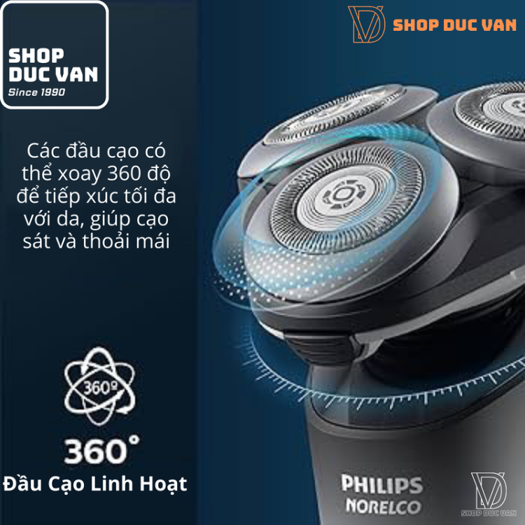 Máy Cạo Râu Philips Norelco Series 5000X Khô & Ướt Có Đầu Tỉa Râu