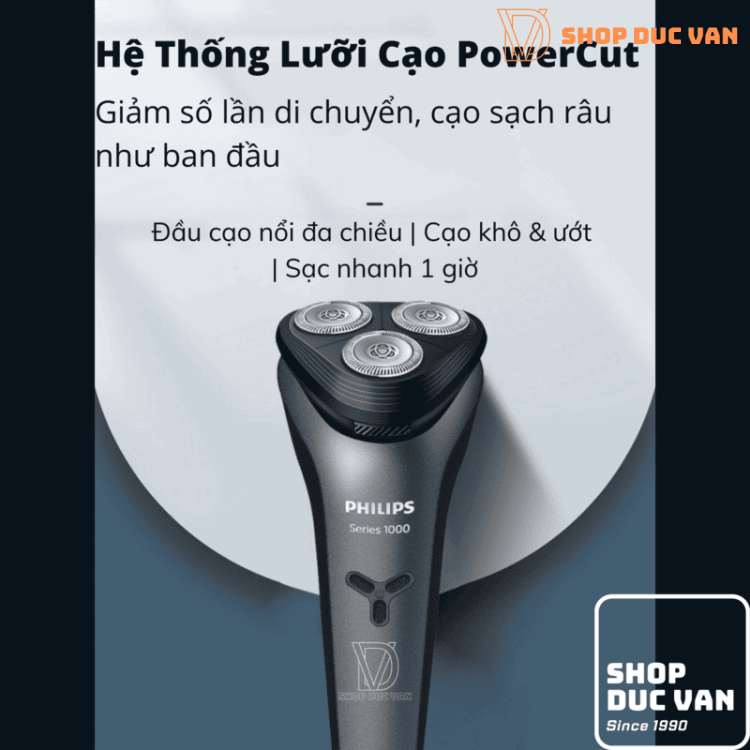 Máy Cạo Râu 3 Lưỡi Philips 1000 S1213 Cạo Ướt Và Khô Sạc Nhanh