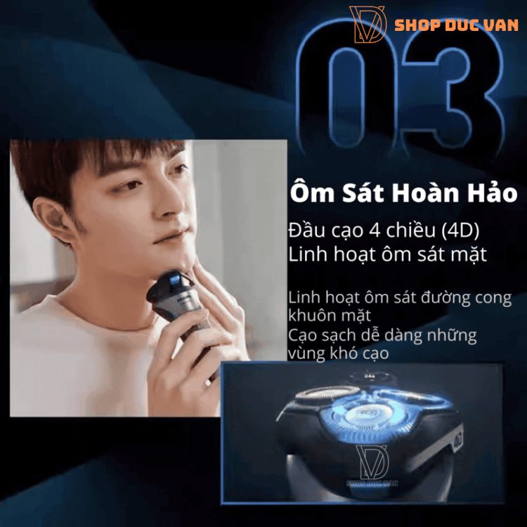 Máy Cạo Râu 3 Lưỡi Philips Series 2000 S2306 Cạo Ướt Và Khô Đầu Cạo 4D Linh Hoạt Dành Cho Da Mụn, Nhạy Cảm, Da Kích Ứng