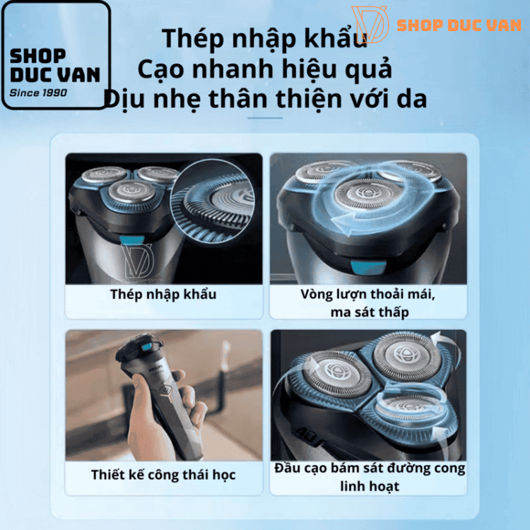 Máy Cạo Râu 3 Lưỡi Philips Series 2000 S2306 Cạo Ướt Và Khô Đầu Cạo 4D Linh Hoạt Dành Cho Da Mụn, Nhạy Cảm, Da Kích Ứng
